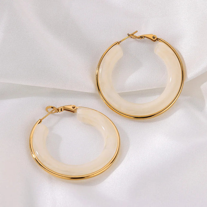 Wholesale Gradient Color RetroC-shaped Resin Earrings Stainless Steel