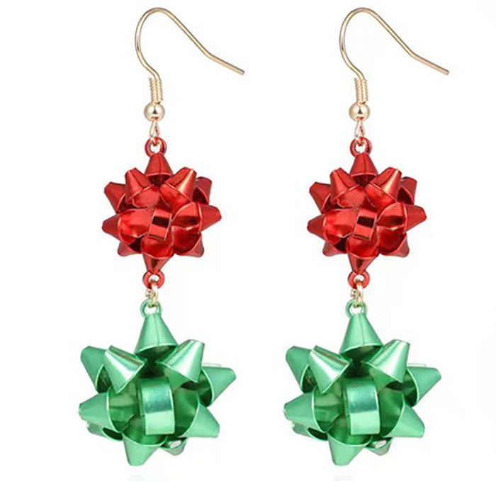 Wholesale Christmas Cartoon Christmas Tree Bell Light Bulb Snowflake Alloy Earrings JDC-ES-ManTi003