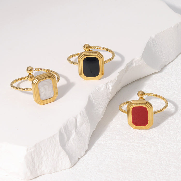 Wholesale Stainless steel fashionable square ring, simple and versatile, light luxury titanium steel jewelry