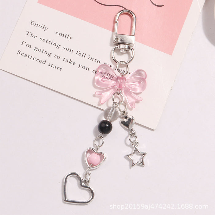 Wholesale Sweet silver Star Bow Mobile Phone Chain Simple Pendant