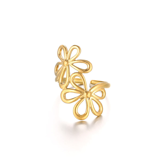 Wholesale Retro Geometric Irregular Textured Stainless Steel Ring