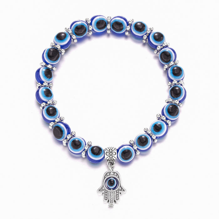 Wholesale Men's Devil's Eye Bracelet Butterfly Elephant Animal Pendant Resin Blue Eye Beads Palm Bracelet