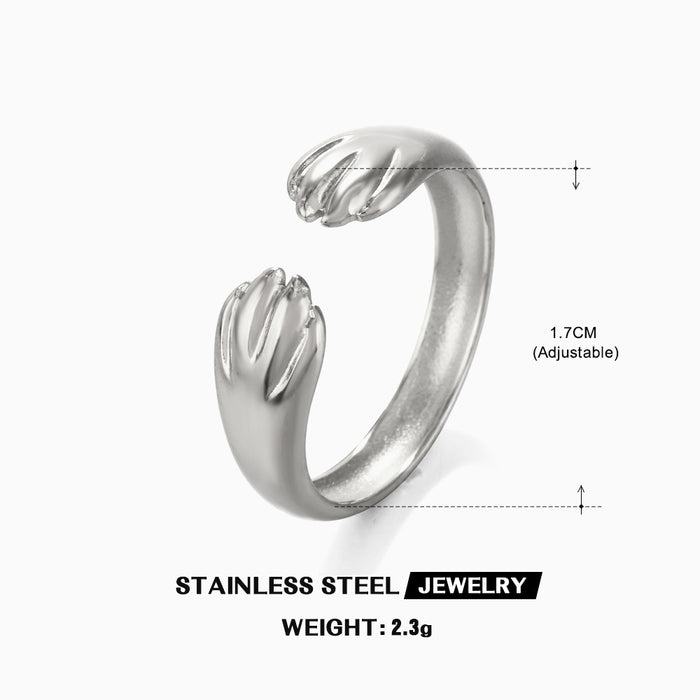 Wholesale Stainless steel female hip hop Gold Plated Rings Adjustable rings