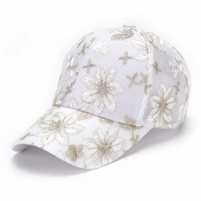 Wholesale Lace breathable mesh cap embroidered flower baseball cap fashionable casual sun shading