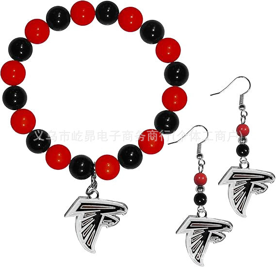 Wholesale Football Colored Candy Acrylic Bead Bracelet Earring Set