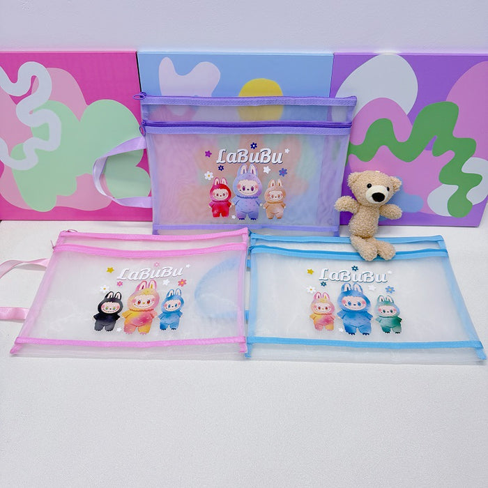 Wholesale 10pcs/ pack A4 Double-Layer Mesh Zipper Bag File Folder