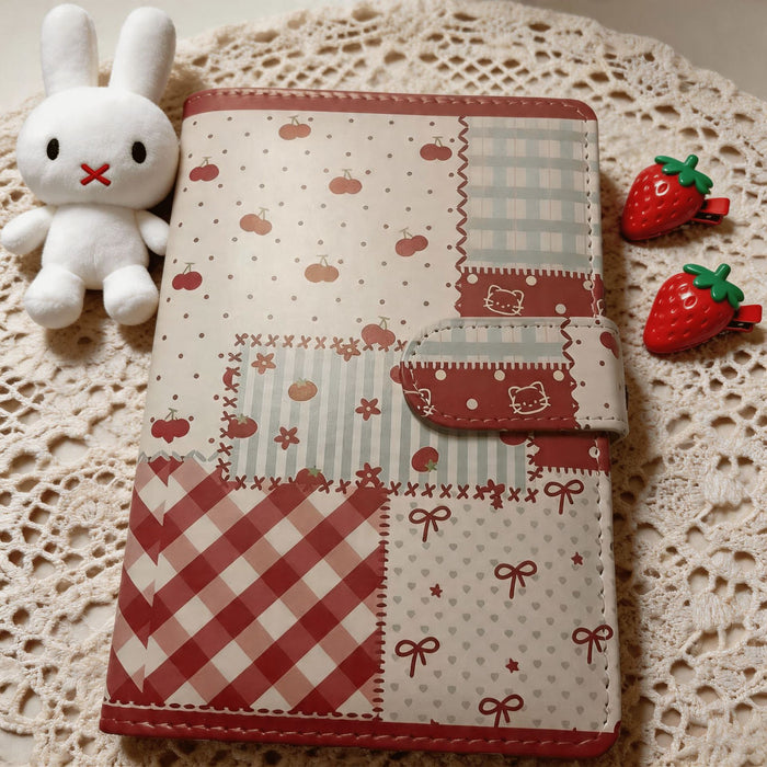 Wholesale Trendy A6 Loose-Leaf Notebook Cherry Bow Pattern PU Cover Casual Journal