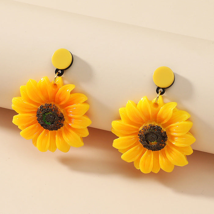 Wholesale sunflower earrings personality temperament all-match exaggerated earrings