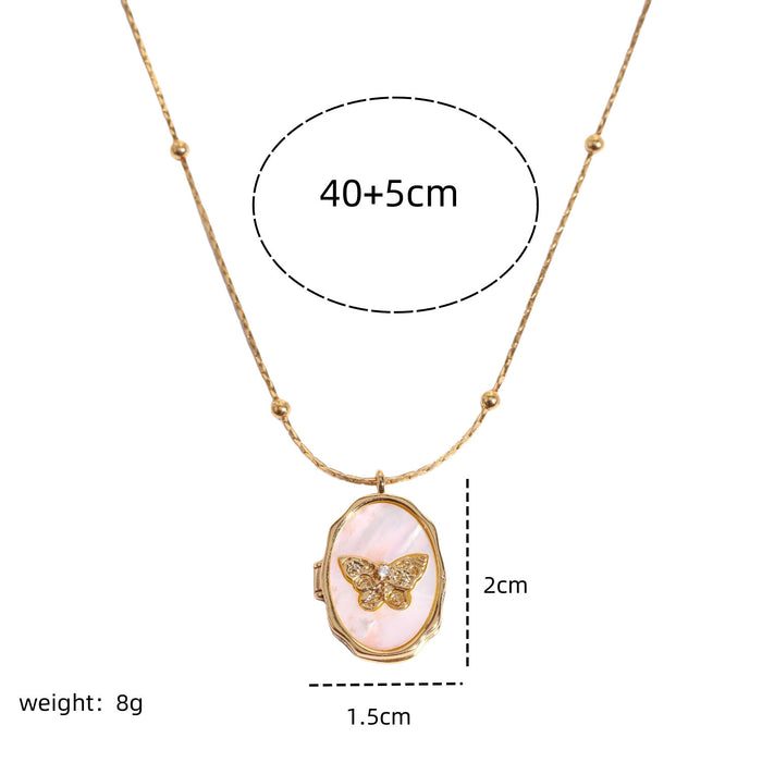Wholesale Vintage butterfly and seashell openable photo album and frame necklace