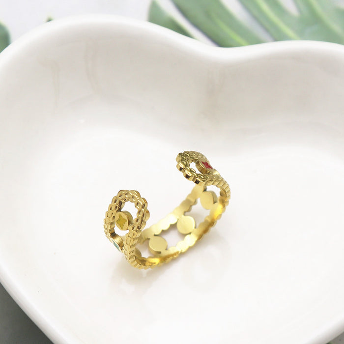 Wholesale Vintage butterfly hollowed out ring with copper gold-plated opening and adjustable high-end feel