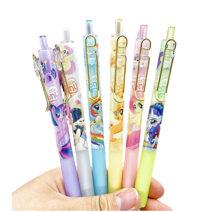 Wholesale Pony Blind Box Pen Cartoon Gel Pen Metal Pen Clip Press Neutral Black Laser