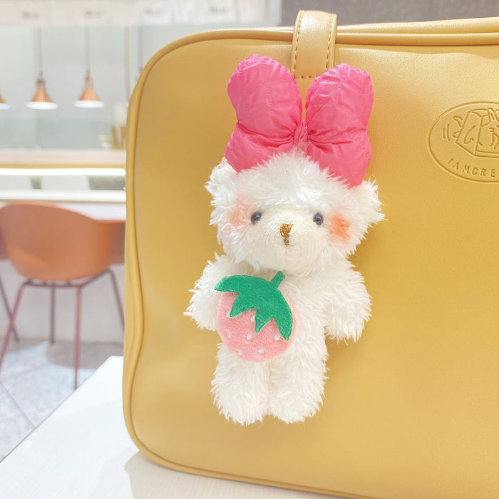 Wholesale Creative Cartoon Strawberry Bear Doll Keychain Cute Bear Doll Bag Pendant