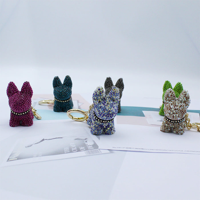 Wholesale diamond-encrusted puppy doll key chain key chain bag metal pendant