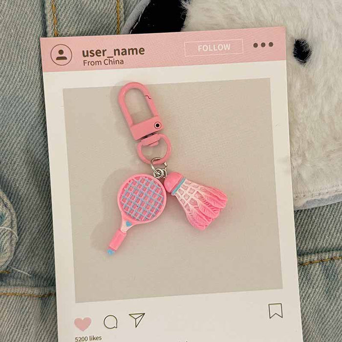 Wholesale Simulation badminton keychain cute pendant student couple gift creative key ring gift bag pendant