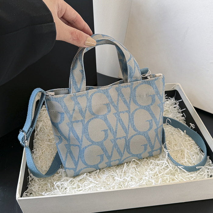 Wholesale Canvas letter printing portable small square bag trendy shoulder messenger bag