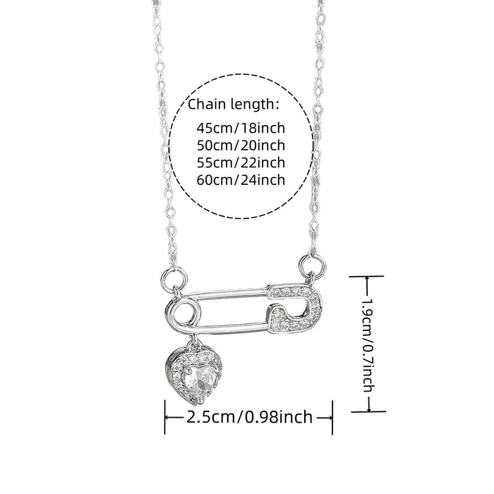 Wholesale New paper clip heart-shaped pendant necklace with a light luxury and niche collarbone chain accessory design