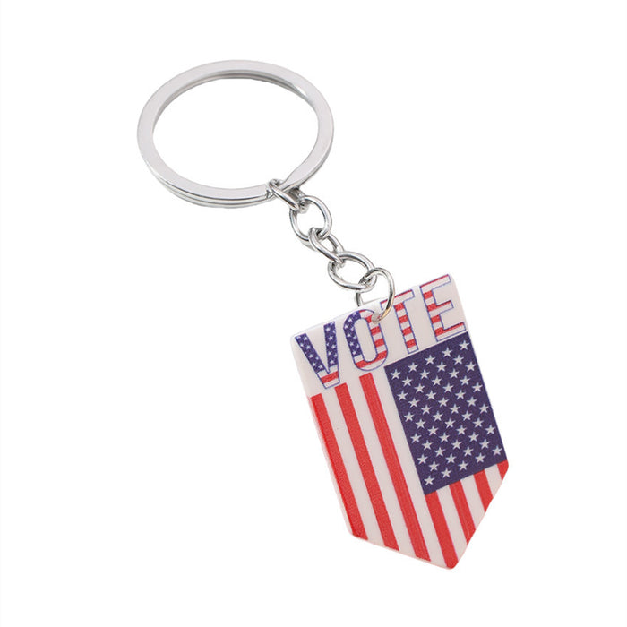 Wholesale American Independence Day Flag Love Acrylic Keychain JDC-KC-RongRui018