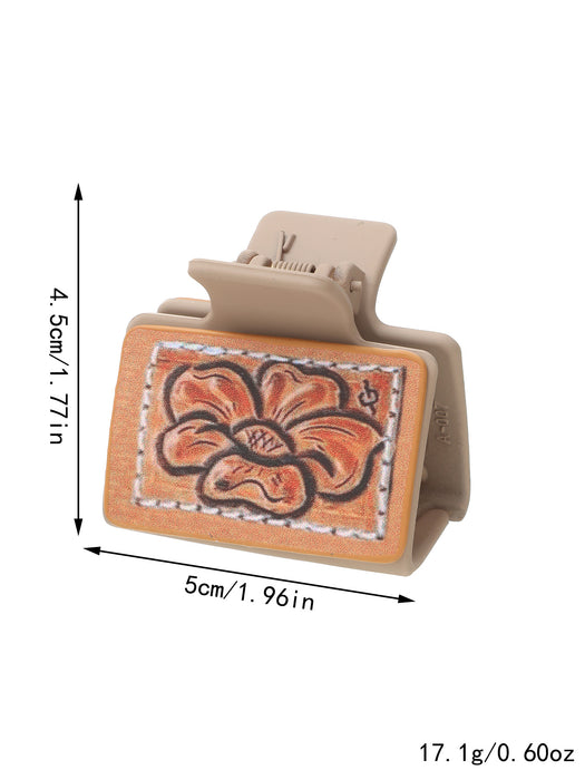 Wholesale Western Style Medium Leather Hairpin Sunflower Shark Clip Women' s Grab Clip