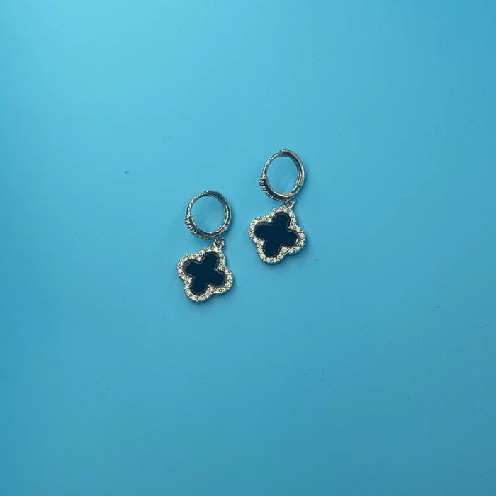 Wholesale Four leaf clover earrings, women's high-end classic earrings, copper gold-plated light luxury sparkling diamond zircon earrings