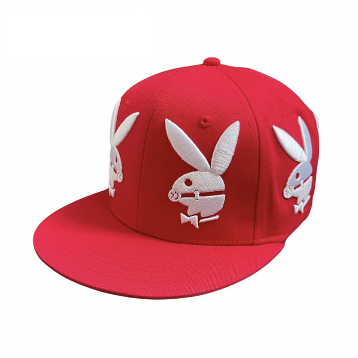 Wholesale Red Little Rabbit Embroidered Flat brimmed Hat for Women's Summer Versatile Face Show Small Baseball Hat