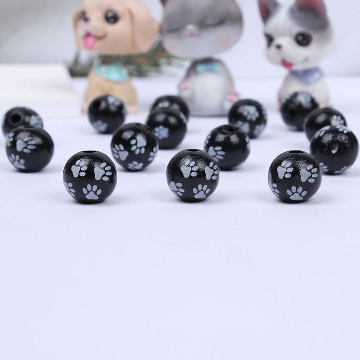 Wholesale 50PCS Dog Paw Pink Black Cat Paw Bone Wooden Beads JDC-BDS-TianYue020