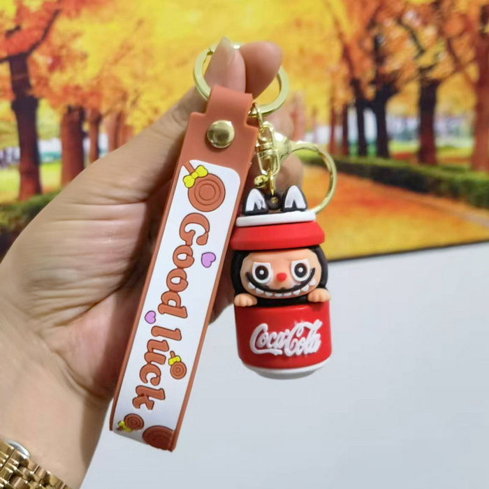 Wholesale Cute cartoon trendy schoolbag pendant keychain furry cute little monster