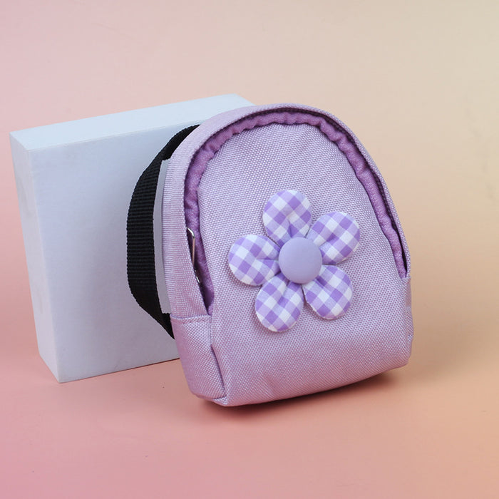 Wholesale Trendy Flower Backpack Coin Purse In Blue Canvas Fashionable Charm Bag