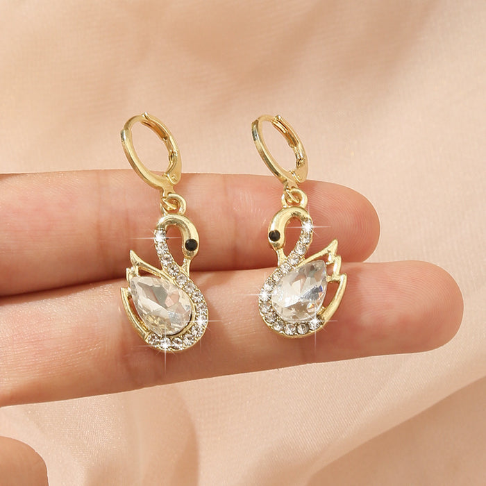 Wholesale temperament diamond swan pendant earrings fashion