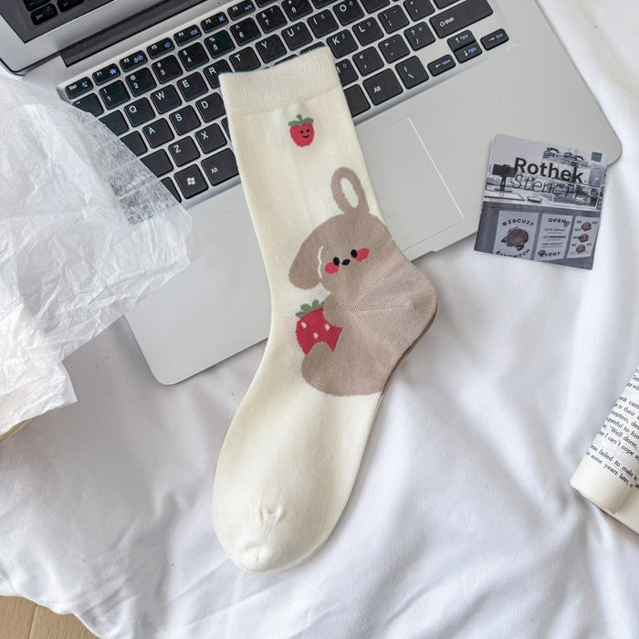 Wholesale Socks made of pure cotton, mid tube socks, cute cartoon pile socks, thin long socks