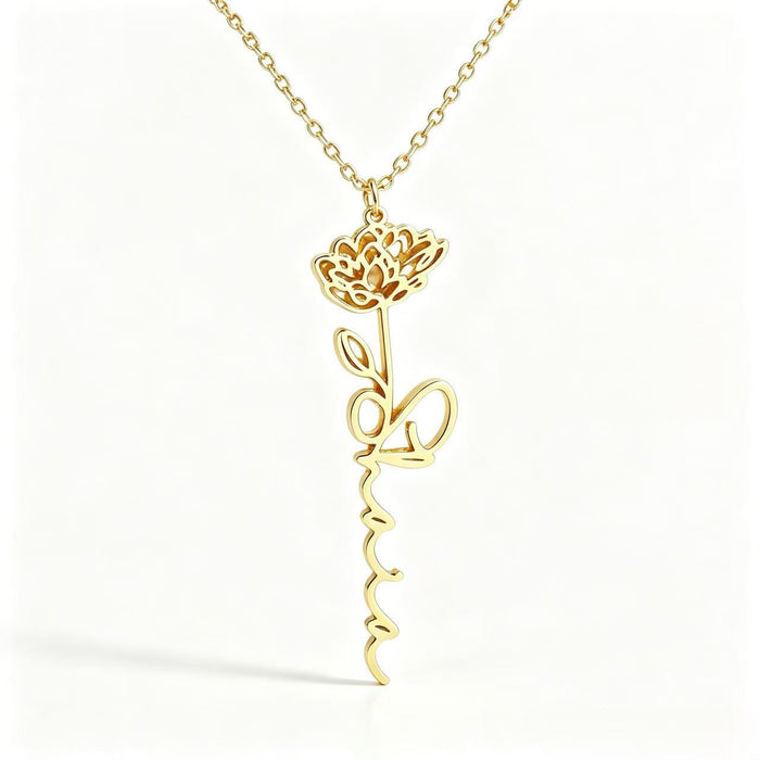 Wholesale Gold Flower Pendant Necklace Titanium Steel 18K Gold Plated Trendy Layering Jewelry