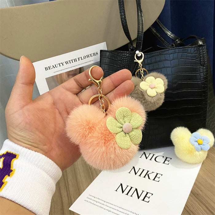 Wholesale Creative Cartoon Head Keychain Cute Plush Bag Pendant Car Key Chain Pendant Accessories Small Gift