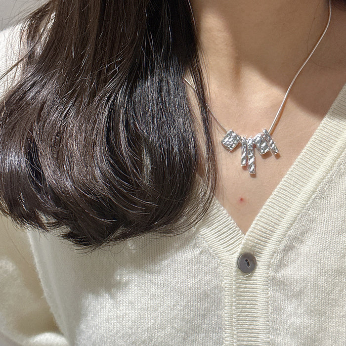 Wholesale Pure silver niche design texture irregular necklace collarbone chain