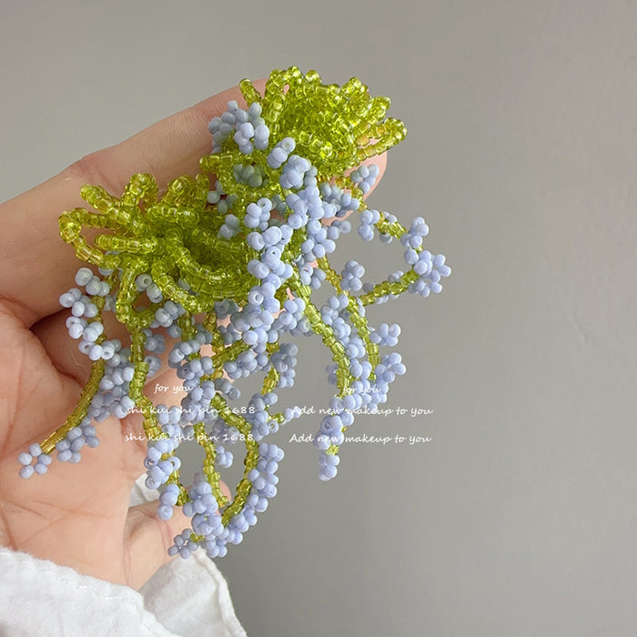 Wholesale Beaded Tassel Flower Sea Waterfall Earrings Women's Handmade Ear Clip
