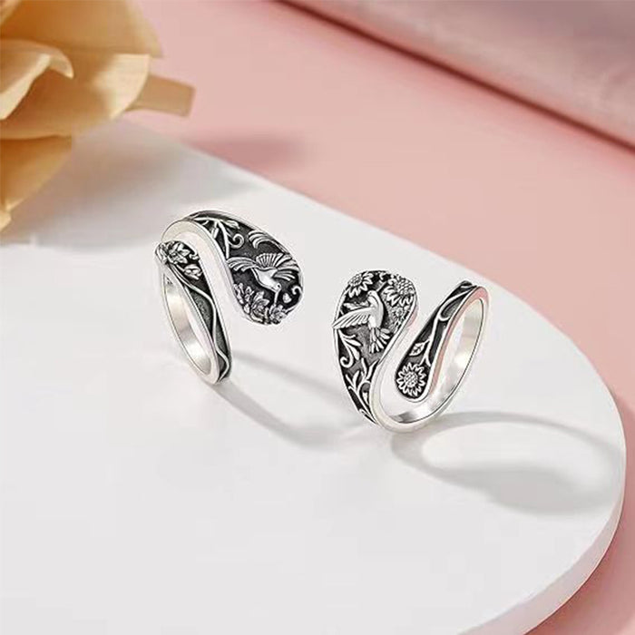 Wholesale European and American retro open-end ring versatile patterned food ring