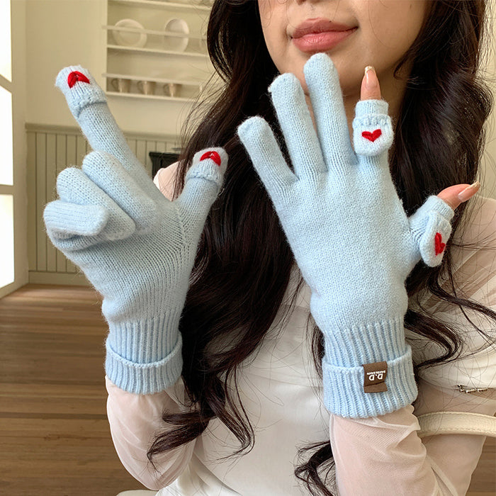 Wholesale Cute Knitted Open Finger Flip Cover Gloves
