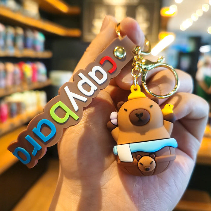 Wholesale Silicone Capybara Keychain Charm Eat Watermelon Design