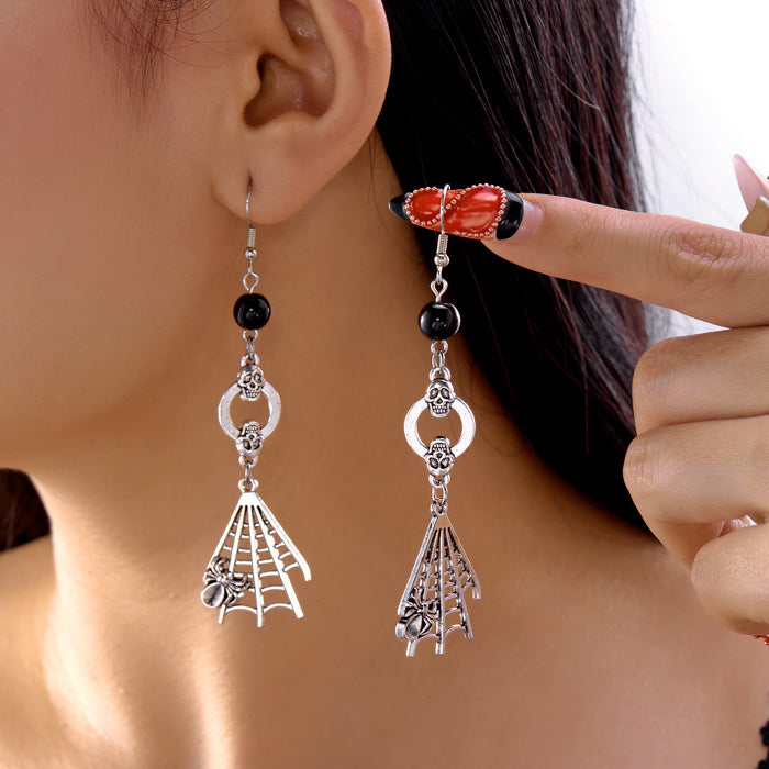Wholesale  Vintage Horror Skull  Web  Pendant Earrings Jewelry Gift