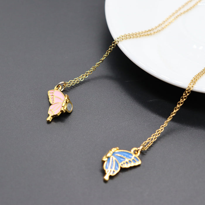 Wholesale Butterfly Magnetic Pendant Best Friend Friends Couple Friendship Stainless Steel Chain Necklace