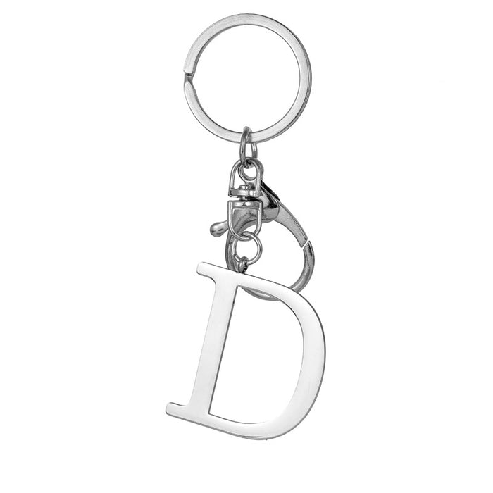 Wholesale Stainless Steel  Letter Key Chain Titanium Steel Keychain Initial Letter Modern Simple Backpack Pendant