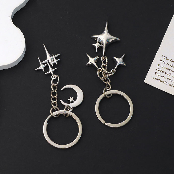 Wholesale Moon Star Pendant Keychain Lucky Four Mans Star Tassel Key Ring Girl
