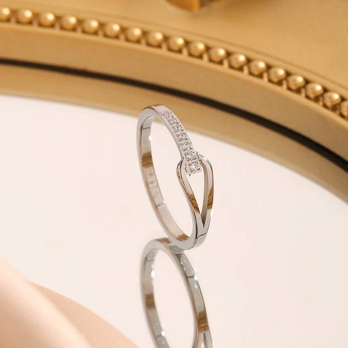 Wholesale Earrings Geometric Diamond Ring Water Drop Hollow Titanium Steel