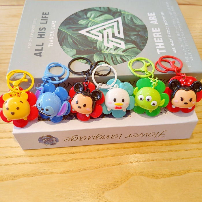 Wholesale Rotating Sunflower Cartoon Keychain Cute Children's Backpack Pendant Doll Machine Gift