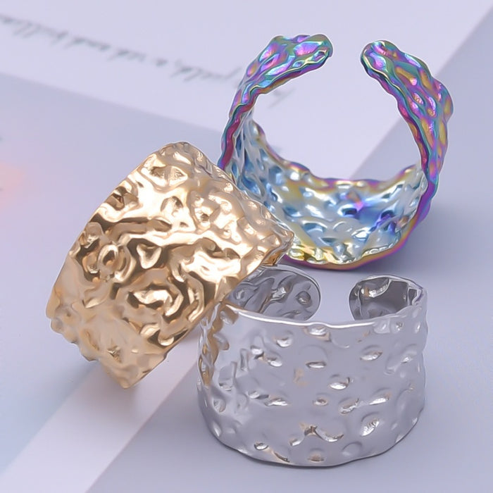 Wholesale Stainless steel titanium steel ring geometric ring for men and women, cool and niche style, simple and adjustable opening