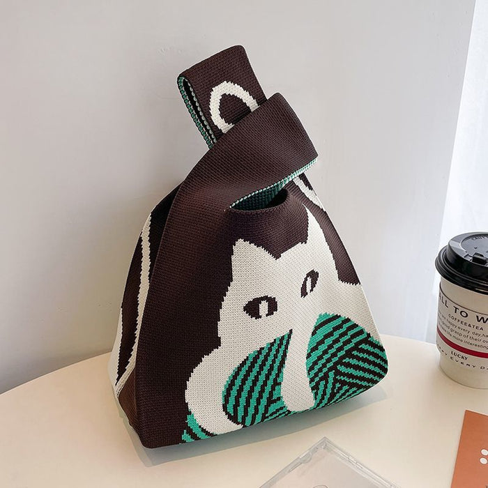 Wholesale Polyester Knitted Cartoon Knitted Shoulder Handbag JDC-HB-Shec002