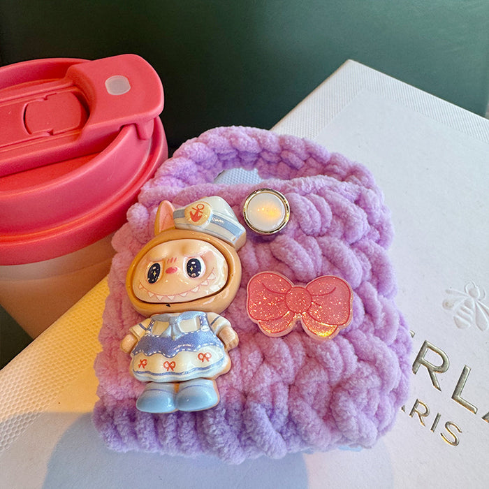 Wholesale Cute fresh sweet cartoon little monster plush woven coin purse