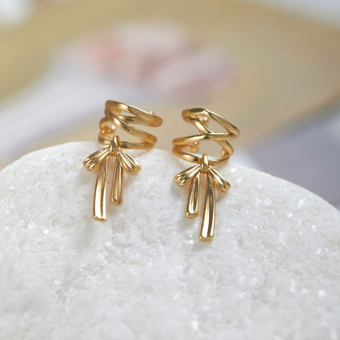 Wholesale Ballet bow ear bone clip niche design matte metal personality simple and versatile temperament earrings without ear holes