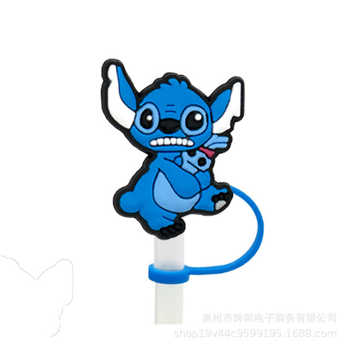 Wholesale New Cute Anime Party Straw Decoration Cartoon Straw Cover Straw Cap Silicone Dust Stopper Cross border Product