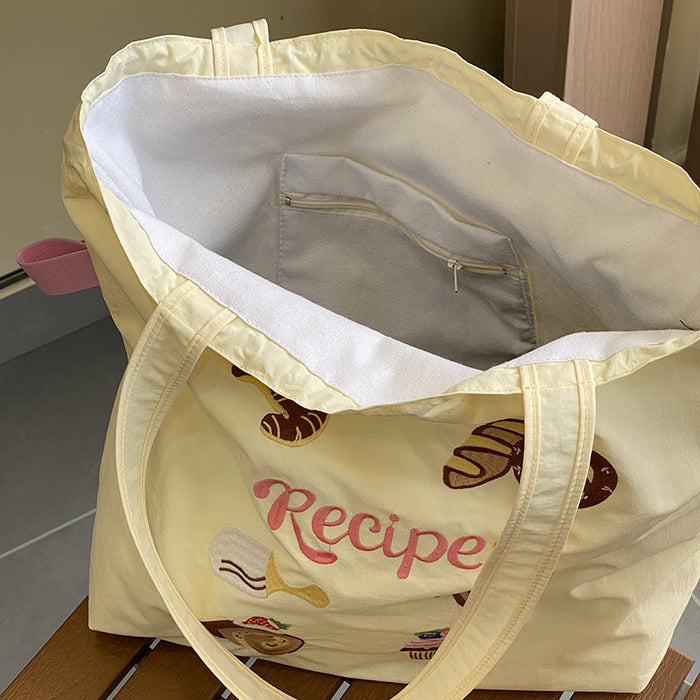 Wholesale Shoulder bag versatile backpack cartoon embroidery shoulder tote bag canvas bag