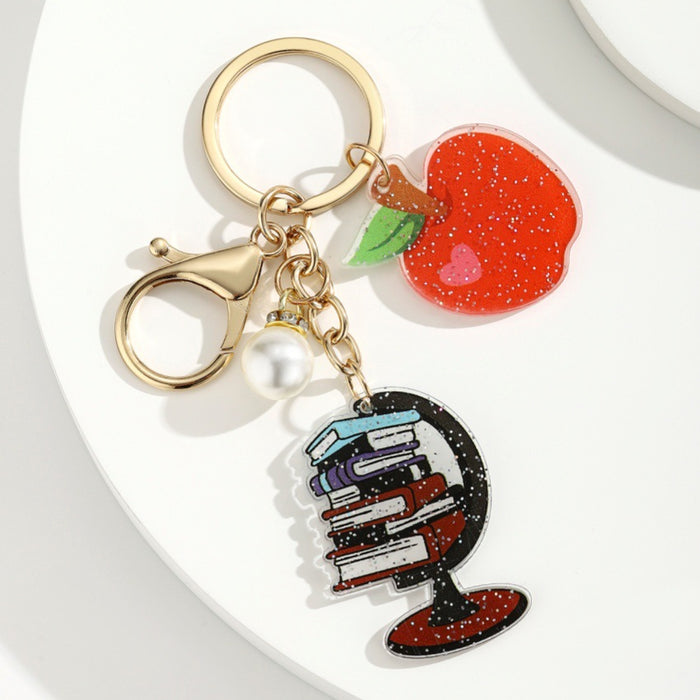 Wholesale Acrylic Pearl Apple Keychain