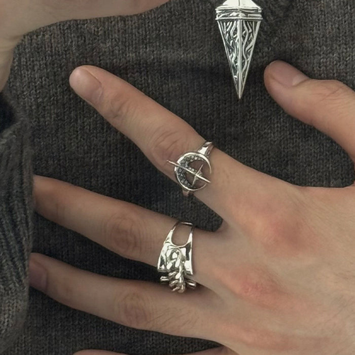 Wholesale Thai Silver Romantic Single Ring Star Moon Ring